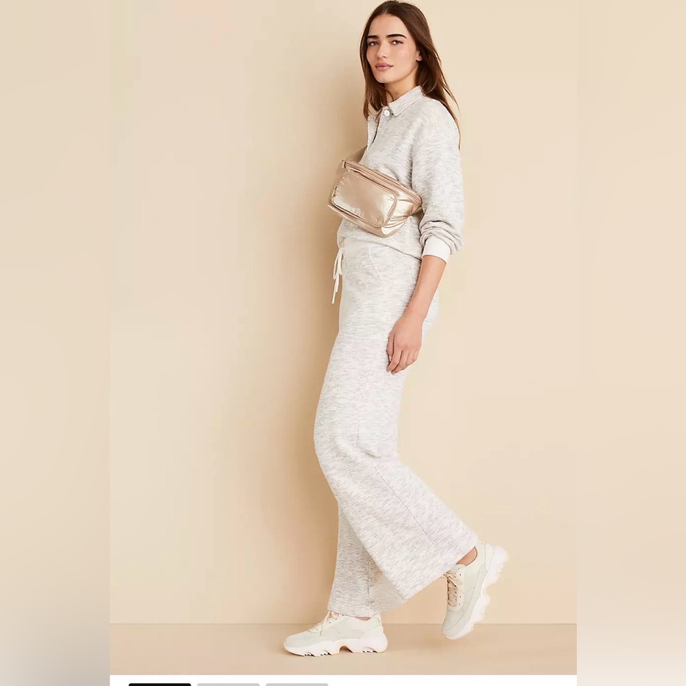 LOFT Lou & Grey Space Dyed Terry Wide Leg Pants M NWT